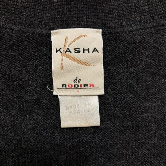 Vintage Kasha de Rodier Women Wool Cardigan Size *L Academia Oversized Boyfriend - Picture 3 of 9